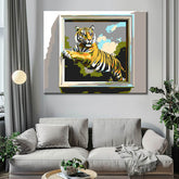 Painting by Numbers Art 3D Tiger Gets Out of The Picture with one Paw